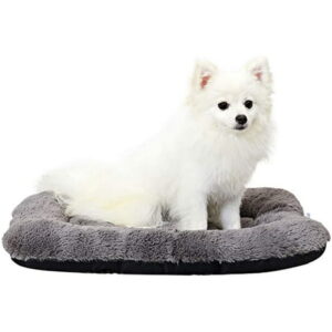 ANWA Dog Calming Crate Mat Bed, Soft Plush Crate Pad Washable, Dark Grey, Small 24×18 Inch