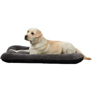 ANWA Dog Calming Crate Mat Bed, Soft Plush Crate Pad Washable, Dark Grey, X-Large 42×32 Inch