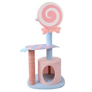 Lucky Monet 4-Tier 52 Inches Pink Candy Cat Activity Tree Climbing Tower with Scratching Post