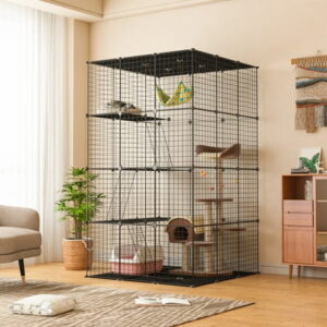 Coziwow Large DIY Cat Cage Playpen, Metal Wire Kennels, Pet Cage for Rabbit Small Animal Indoor, Black