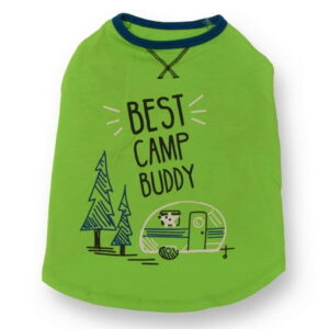 Vibrant Life Polyester Best Camp Buddy Dog T-Shirt, Green, S