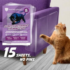 Panther Armor, Cat Scratch Furniture Protector for Sofa, Couch – Double Sided Anti Scratching Sticky Sheets, 15 Pack