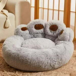 Pet Dog Sofa Beds Winter Warm Mat Bear Paw Shape Basket Puppy Kennel Long Plush Cushion for Medium&Large Dogs Cats Big Supplies