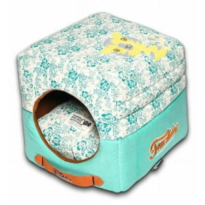 Touchdog Floral-Galore Convertible and Reversible Squared 2-in-1 Collapsible Dog House Bed