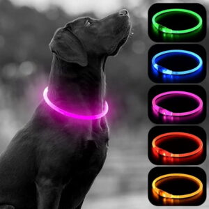 Light up LED Dog Collar – TPU Cuttable Glowing Puppy Cat Collar for Night Dog Walking