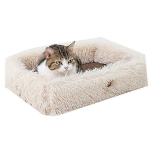 Cat Scratcher Cardboard Cats Scratch Pad Box for Indoor Cats, Scratching Board Bed Reversible Durable – Champagne