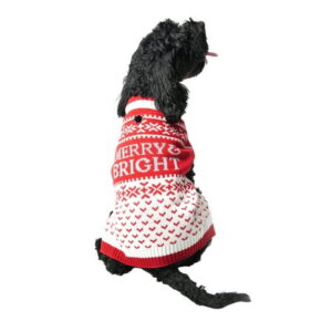 Vibrant Life Holiday Dog Clothes Red Merry & Bright Sweater, Medium