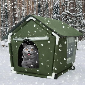 Outdoor Cat House Weatherproof, Cat House for Outdoor Cats, Feral Cat House with Mat and Edging Nails for Outside-Provides Cozy Shelter for Stray and Outdoor Cats