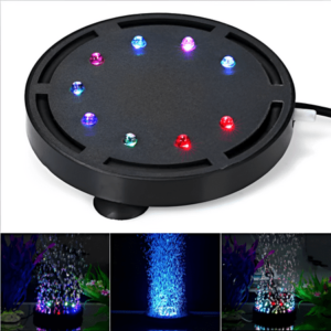 MONSTRUNO Aquarium Lamp Fish Tank Landscape Decoration 12 LED Bubble Light Colorful Round Fish Tank Lamp, Black