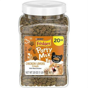 Purina Friskies Made in USA Cat Treats; Party Mix Chicken Lovers Crunch – 20 oz. Canister