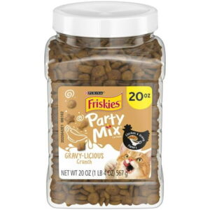 Purina Friskies Party Mix Adult Cat Treats Extra Large Pouches, Gravylicious Flavor, 20 oz.