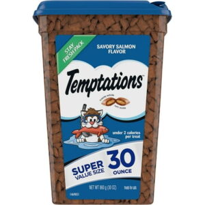 TEMPTATIONS Classic Crunchy and Soft Cat Treats, Savory Salmon, Multiple Sizes