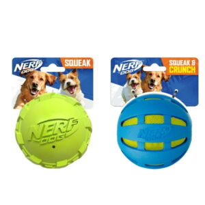 Nerf Dog Large Squeak or Crunch Ball Dog Toy for Medium and Large Dogs, 1 Ball – Assorted