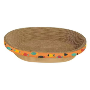 Cardboard Cat Scratcher Bed Mat Corrugated Scratching Board Sleeping Playing fish pattern