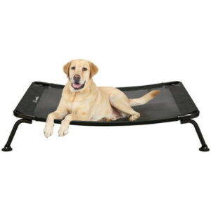 Veehoo Curved Cooling Elevated Dog Bed, Black Frame Chewproof Raised Dog Cot, Large, Black