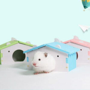 Anvazise Lovely Small Pet Hamster Mice Squirrel Wooden Sleeping House Nest Toy Cage Decor Pink