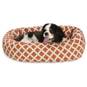 Majestic Pet Sherpa Bamboo Bagel Pet Bed for Dogs, Calming Dog Bed Washable, Small, Burnt Orange