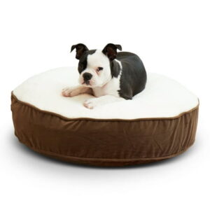 Happy Hounds Scout Sherpa Round Pillow Dog Bed, Latte, Extra Small (24 x 24 in.)