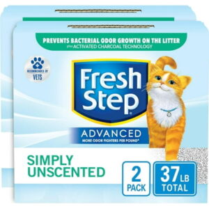 Fresh Step Advanced Simply Unscented Clumping Cat Litter, Vet Recommended, 2 Pack of 18.5 lb Boxes