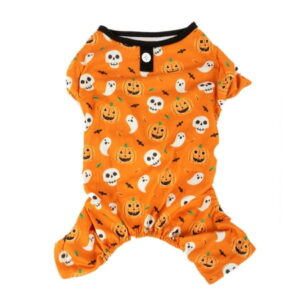 Vibrant Life Halloween Dog Clothes, Orange Pumpkin Ghost Pajama, for Dogs or Cats, Size Extra Small