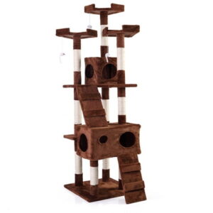 Elitezip 67″ Cat Tower, Multi-level Cat Condo Cat Tree with with 3 Perches, Cat Stands with Fur Toys & Ladders, Cat Scratching Post for Cats Indoor, Cat Climb Tree, Pet Activity Center