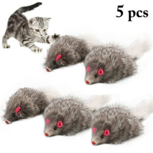 Legendog 5PCS Cat Mice Toys Interactive Plush Furry Cat Chew Toy for Cat Kitten