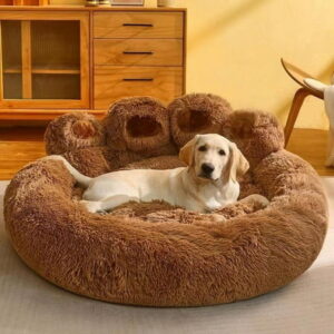 Apmemiss Dog Bed Clearance Cute Round Calming Dog Bed of Paw Shape, Pet Large Plush Dog Donut Bed for Medium Large Breed Dog, Soft, Comfy and Cozy Doggie Bed Lightning Deals of Today Prime, 27.5 Inch