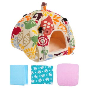 NUOLUX Guinea Pig Bed Cave Cozy Hamster House Winter Pet Nest Hamster Accessories