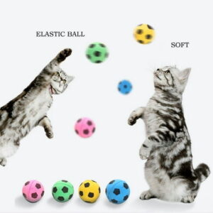 amousa Pet Cat Toys Sponge Soccer Balls Cat Toy Cat Sports Toys, 4-Pack