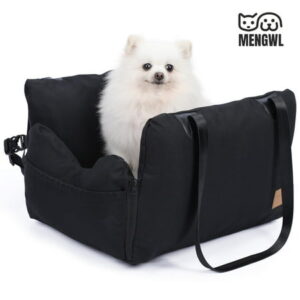 MENGWL Dog Car Seat Pet Car Seats with Inflatable Bag Dog Booster Safety Seat for Vehicle Portable Pet Carrier Bag Dog Travel Carseat with Leash Clasp Washable Pet Air Cushion Bed for Puppy Cat Black