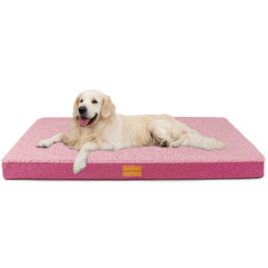 Exclusivo Mezcla Orthopedic Pet Bed for Large Dogs 42”X28”, Egg Crate Foam Big Large Dog Beds with Removable Washable Cover,Waterproof Pet Bed Mat, Pink