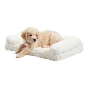 Happy Hounds Millie Medium Sherpa Sofa Style Dog Bed, Snow