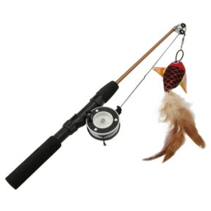 Funny Cat Stick, Flexible Telescopic Interactive Funny Cat Toys For Cats Red Fish + Fishing Rod