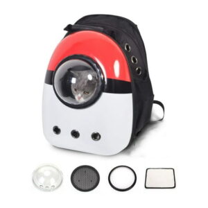 Cat Carrier Bubble Backpack for Small Dog Space Capsule Knapsack Pet Travel Bag,Waterproof,Breathable, Extra Large, (Red&White)