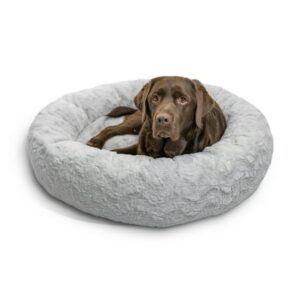 Best Friends by Sheri The Original Calming Donut Dog and Cat Bed in Lux Fur Gray, Large 36×36″