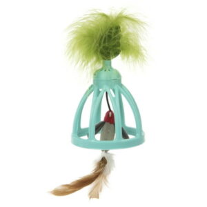 SmartyKat Wobble Wings, Feathered Bird & Soft Touch Cage, Electronic Sound Wobble Cat Toy