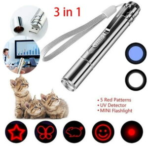 Elbourn 1 PCS 3 in 1 Rechargeable Cat Laser Pointer Flashlight Toy USB Power, Cat Dog Chaser Toys