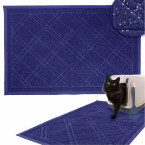 Downtown Pet Supply Cat Litter Mat, Non Slip Litter Box Mat Blue, 35 x 42″, Large