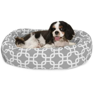 Majestic Pet | Links Sherpa Bagel Pet Bed For Dogs, Grey, Small