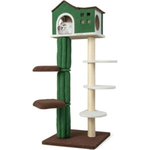 5 Level Cat Tree, Cat Climbing Frame Cat Apartment with Cushions, Anti-Tipping Settings