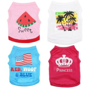 4th of July Pet Shirt Girl Puppy Clothes Princess Dog T Shirt Cute Breathable Watermelon Dogs Tshirt Summer Vest Cat Apparel