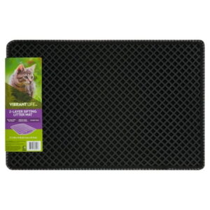 Vibrant Life 2-Layer Sifting Cat Litter Mat, Black, 21.3″ x 14″