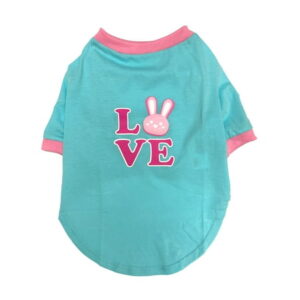 Vibrant Life Easter Blue and Pink “Love” Dog T-Shirt Medium