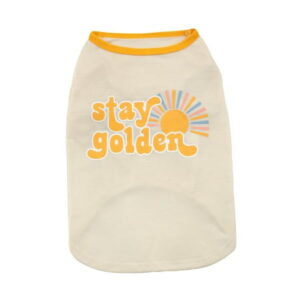 Vibrant Life, Dog Clothes, Stay Golden Spring Pet Tee, Tan, Medium