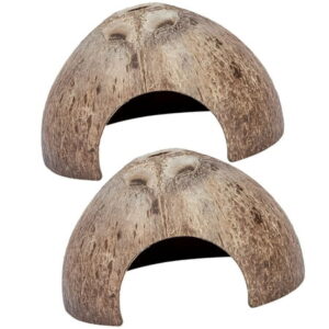 Eease Hermit Crab Shell Terrarium Decor, Reptile Shelter, Coconut Hide – Large