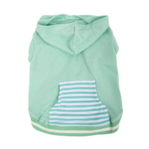 Vibrant Life Green Striped Pull Over Pocket Pet Hoodie for Dogs, Size Small