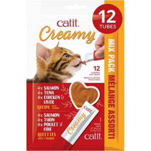 Catit Creamy Lickable Cat Treat, Healthy Cat Treat, Assortment, 12 Pack