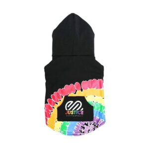 Justice Pet-Pet Apparel-Pet Hoodie-Justice Black Hoodie With Justice Rainbow Logo For Small Dogs-And Cats-For Small Sized Dogs And Cats-Size Small