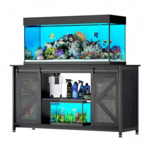 Vantic 75-90 Gallon Fish Tank Stand with Cabinet, Heavy Duty Metal Large Aquarium Stand for Accessories Storage, Reptile Tank Turtle Terrariums Table, 1000+ LBS Capacity, 58.9″x19.7″x32.6″ H, Black