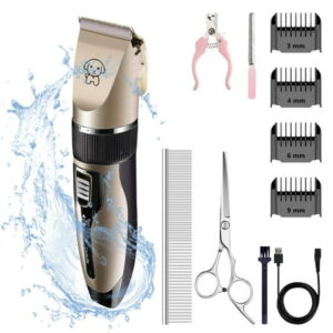 Dog Grooming Kit, Low Noise Electric Quiet Dog Hair Clippers Trimmers Set, Rechargeable Cordless Pet Shaver for Dogs, Cats and Other Pets